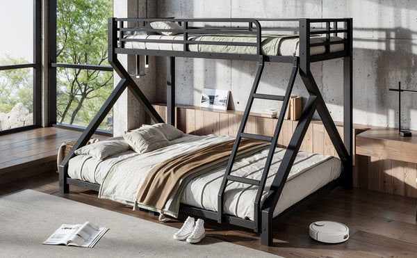 English Elm Twin Xl Over Queen Metal Bunk Bed Low Profile Steel Frame for Guest Rooms W5305S00032