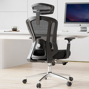 English Elm Ergonomic High Back Mesh Desk Chair with Flip up Arms and Adjustable Lumbar Support Black T3623P435558