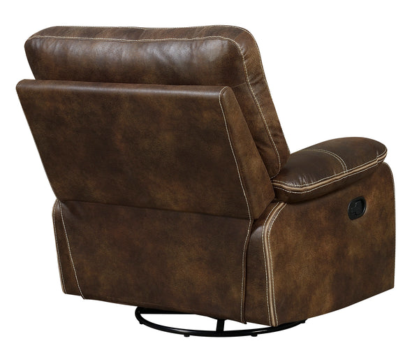 English Elm Wallace & Bay - Brown Swivel Gliding Recliner – Rustic Contemporary Chocolate Fabric, Easy-Care, Plush Comfort B361P384416