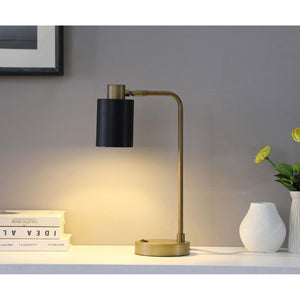 English Elm Dharma Antique Brass Metal Task Lamp with Matte Black Shade for Desk or Nightstand B062P441030