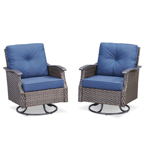 English Elm Outdoor Wicker Swivel Glider Chair Set Pe Woven Steel Frame Patio Seating Pair T3773P419699
