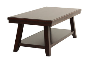 English Elm New Walnut Finish 1pc Coffee Table with Open Shelf, 47"x24" Modern Walnut Veneer Top & Solid Legs B011P396185