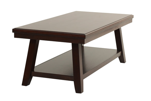English Elm New Walnut Finish 1pc Coffee Table with Open Shelf, 47"x24" Modern Walnut Veneer Top & Solid Legs B011P396185