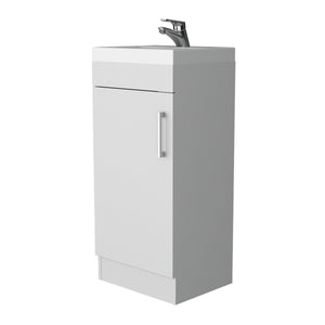 English Elm Madrid Bathroom Vanity Melamine White 1 Door Compact Modern Storage Cabinet for Small Baths B128S00012