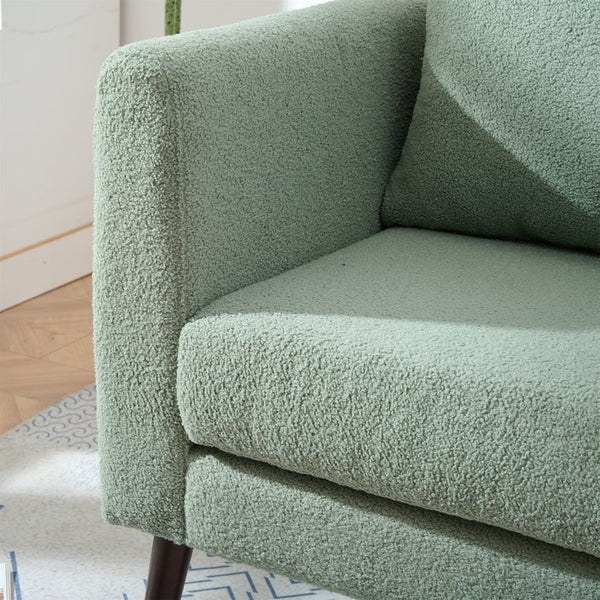English Elm Modern Accent Chair Upholstered Armchair with Chenille Fabric, Ergonomic Padded Seat, Wood Legs for Living Room Seating Comfort and Stylish Mid Century Flair Green W1028P236497