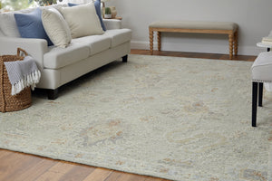 Feizy Rugs Grafton Hand-knotted Wool Rug - Luxurious Artisan Craftsmanship With Elegant Floral Patterns Gray,Green,Blue Wool Gft69fnfgrygrnf99