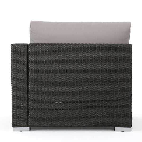 English Elm Christopher Knight Home® - SANTA SANTA ROSA Right Armchair Rattan Frame with Aluminum Accents — Weather-Resistant Stylish Seating Grey+Silver 65058.00ALUGRY