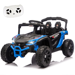 English Elm 24v Kids Utv Ride on with Dual 80w Motors Remote Control and Four Wheel Suspension Blue W1578P342132