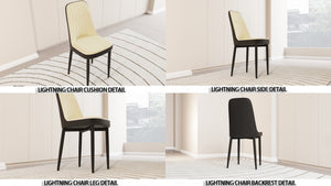 English Elm A Set of Four Mid-century Pu Leather Dining Chairs with Cushioned Seats Metal Legs W2189S00829