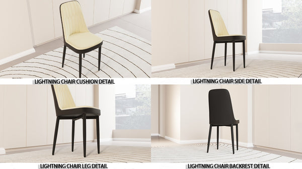 English Elm A Set of Four Mid-century Pu Leather Dining Chairs with Cushioned Seats Metal Legs W2189S00829