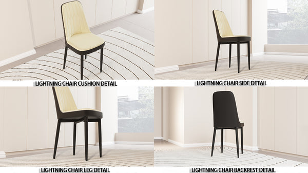 English Elm A Set Of 4 Modern Dining Chairs In Beige Pu Leather With Ergonomic Design & Black Metal Legs W2189P166088