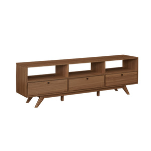 Kela 70" Mid-Century Modern TV Stand with Stylish Storage, Open Cubbies & Faux Drawers - Mocha