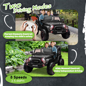 English Elm 24v Kids Electric Ride on Car with Parental Remote Rear Suspension and Bluetooth Audio Black W1578P228743