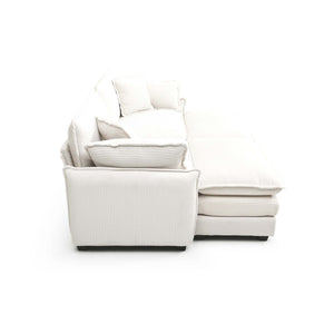English Elm Two-Seater Theater Sofa In Plush Beige Corduroy With Ottoman - Perfect For Cozy Small Spaces! W714S00684-GIGA