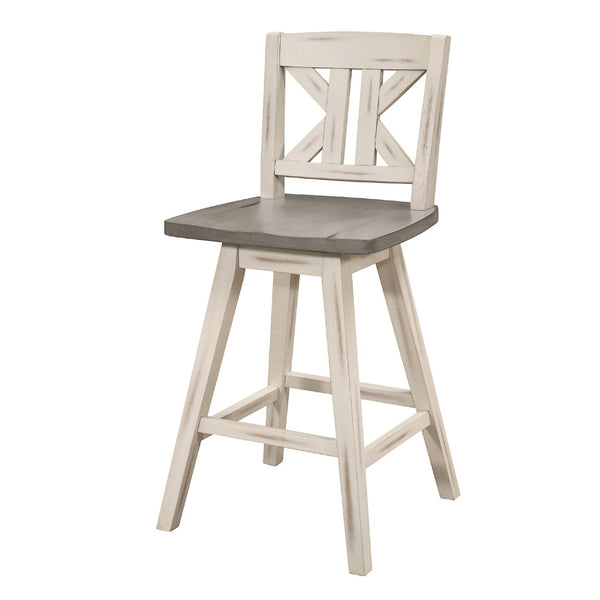 English Elm Ati X Back Swivel Barstools Set of 2 Solid Rubberwood Farmhouse Kitchen Seating B056P417032