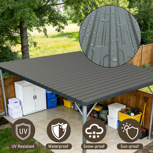 English Elm 10 Corrugated Galvanized Steel Roof Panels Weather Resistant Gazebo Pergola Cover W3213P431242