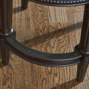 English Elm 26in. Faux Leather Swivel Barstool Nailhead Trim Carved Wood Counter Height Kitchen B2751P436436