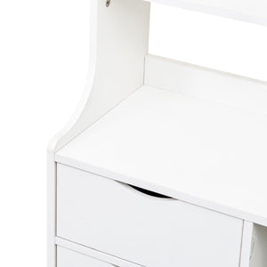 English Elm Night Multi-Function Nightstand with 2 Drawers and 4-Tier Bookshelf Vertical Space Saver White W331P248062