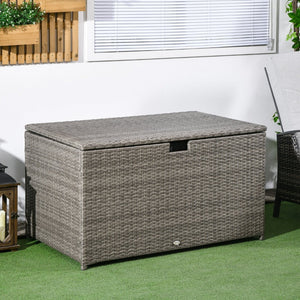 English Elm Outsunny 113 Gallon Waterproof Deck Box - Stylish Rattan Outdoor Storage Trunk For Cushions & Toys W2225P200574-GIGA