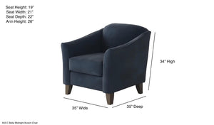 Fusion Bella Midnight Accent Chair – Elegant Design With Sloped Arms, Durable Fabric & Coffee Finish Legs Blue W ,100% Polyester 452-c Bella Midnight Accent Chair