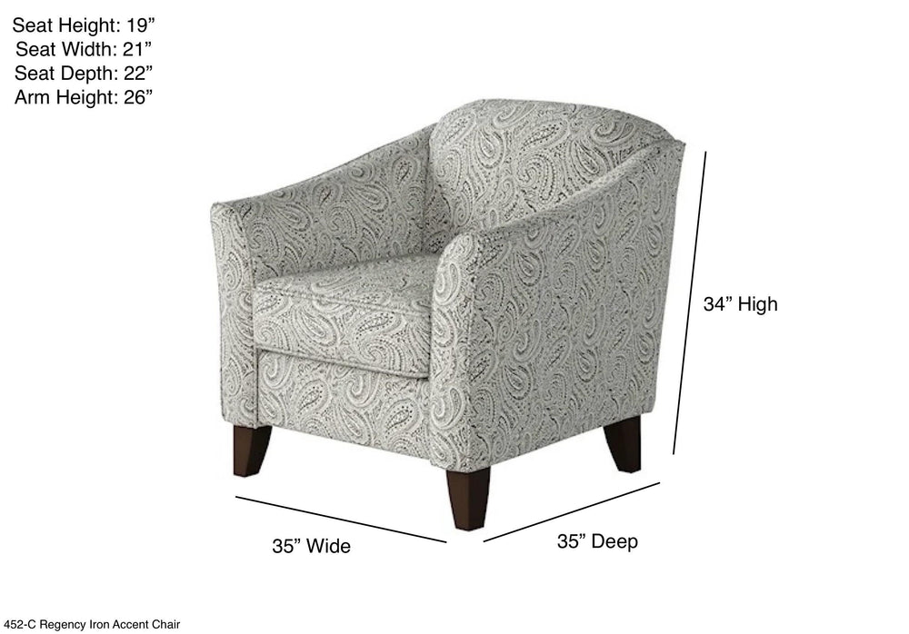 Fusion Regency Iron Accent Chair – Stylish Grey Design With Sloped Arms And Durable Fabric For Any Room Grey Ws ,100% Polypropylene 452-c Regency Iron Accent Chair