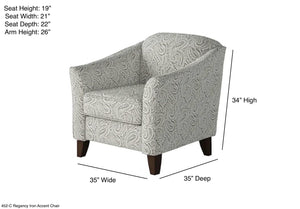 Fusion Regency Iron Accent Chair – Stylish Grey Design With Sloped Arms And Durable Fabric For Any Room Grey Ws ,100% Polypropylene 452-c Regency Iron Accent Chair