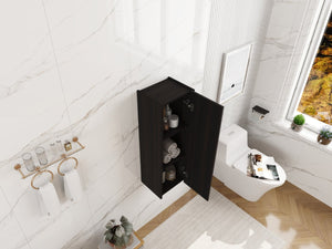 English Elm 12 Inch Narrow Wall Mounted Cabinet Soft Close Door Dark Oak Finish Bathroom Storage W1972P457985