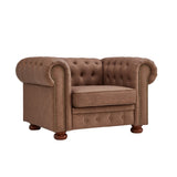 English Elm Classic Chesterfield Sofa Chair For Living Room Brown Faux Leather