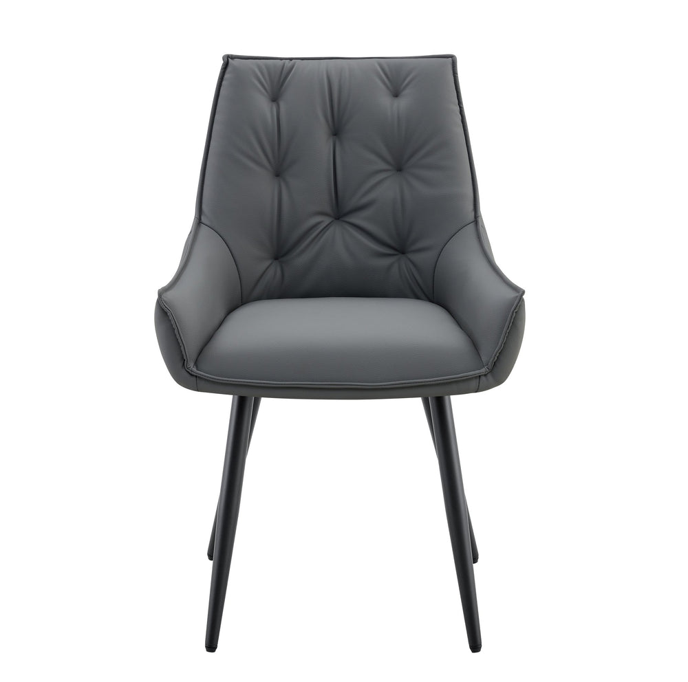 English Elm Dining Chairs Set Of 2, Stylish Dark Gray Faux Leather With Gold Accent, Perfect For Modern Spaces W3493P359767