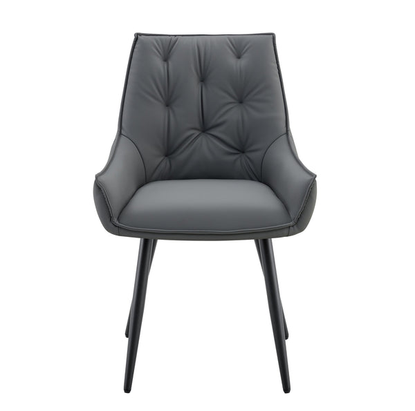 English Elm Dining Chairs Set Of 4 - Modern Dark Gray Faux Leather With Gold Mesh & Black Metal Legs, Ergonomic Comfort W3493P356447