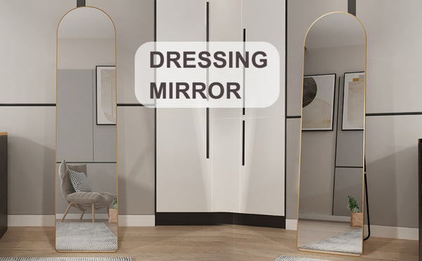 English Elm The Arched Gold Aluminum Full Length Floor Mirror for Bedroom Entryway Dressing Room W1151140053