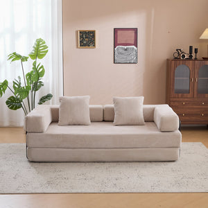 English Elm Floor Couch, Comfy Convertible Sofa Bed With Armrest, Corduroy Fabric, Perfect For Small Spaces! W3723P345007