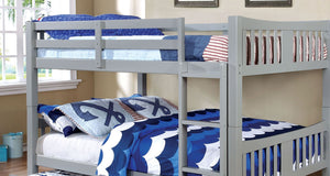 English Elm Full Over Full Bunk Bed In Gray - Stylish Space-Saving Design With Safety Features For Shared Rooms B2741S00362