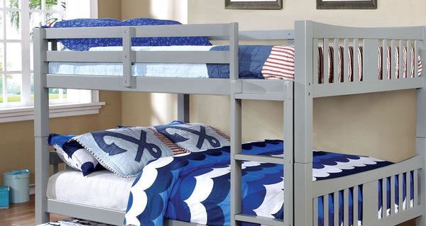 English Elm Full Over Full Bunk Bed In Gray - Stylish Space-Saving Design With Safety Features For Shared Rooms B2741S00362