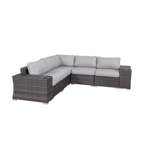 English Elm 7-Piece Rattan Sectional Seating Group with Cushions - Fully Assembled, Weatherproof HDPE Wicker, Reversible Design B120S00118