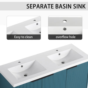 English Elm 48" Modern Wall-Mounted Bathroom Vanity With Resin Double Sink & Soft-Close Doors For Stylish Storage P1 W999S00351-GIGA