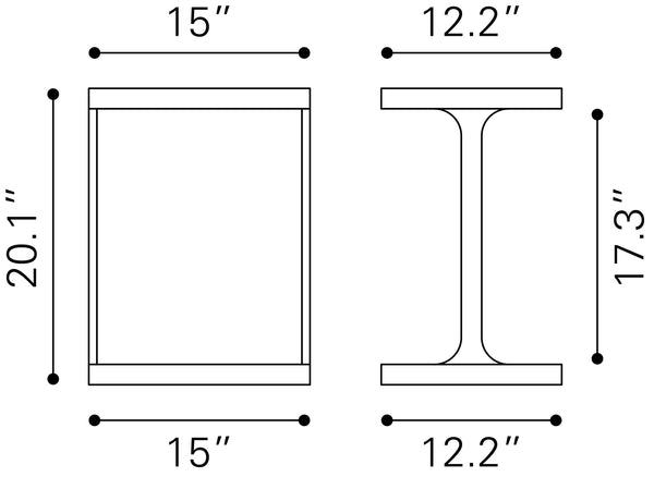 Bama Side Table Black 110251 Zuo Modern