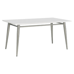 OSP Home Furnishings Brooklyn Matte Wood Top Coffee Table with Brushed Nickel Frame for Modern Living White MG1242S-WH