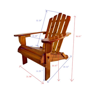 English Elm Outdoor Wood Adirondack Chair Foldable Oak Finish — Solid Hardwood, Wide Seat & Arms, Portable Comfort W495P286083