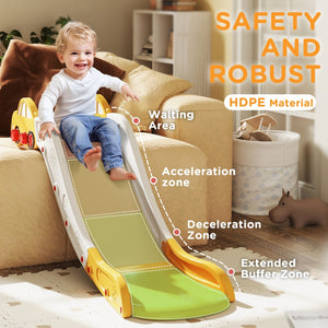 English Elm Qaba 63 Inch Hdpe Indoor Toddler Slide Attaches to Sofa or Bed Safe Fun Yellow W2225P249782