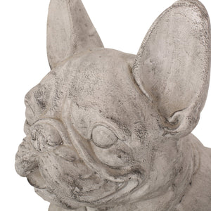 English Elm Christopher Knight Home® - DOG French Bulldog Garden Sculpture Cast Stone Outdoor Accent with Antique Wash, Durable Charm Rustic White 70293.00RUSWHTGRN