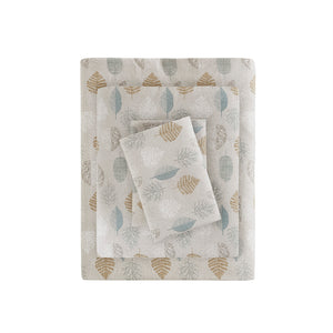 JLA Home True North by Sleep Philosophy - Printed Cotton Flannel Sheet Set — Ultra-Soft Brushed Warmth, OEKO-TEX Certified, Durable Comfort Multi Leaves TN20-0253