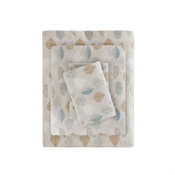 JLA Home True North by Sleep Philosophy - Printed Cotton Flannel Sheet Set — Ultra-Soft Brushed Warmth, OEKO-TEX Certified, Durable Comfort Multi Leaves TN20-0253