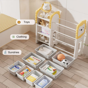 English Elm Kids Bookshelf 4-Tier Toy Organizer with 8 Removable Bins, Durable HDPE Storage for Bedroom/Nursery W3101P313253