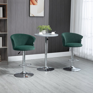 English Elm Homcom Adjustable Velvet Bar Stools Set Of 2, Swivel Counter Height Stools For Dining Comfort In Dark Green W2225P217147