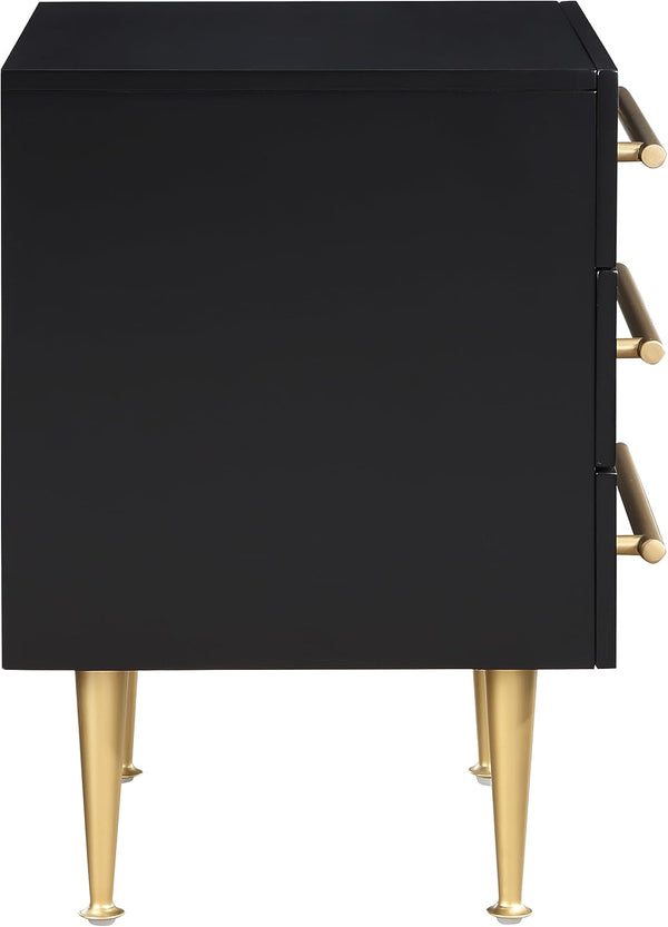 English Elm Modern White Nightstand with Gold Accents and Soft-Close 3 Drawers — Chic Wooden Bedside Table Black+Gold 27 L x 21 W x 21 H B011P353751