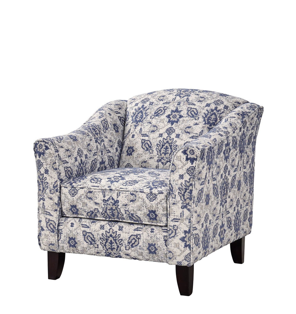 Fusion Wowza Navy Limbu Indigo Accent Chair - Stylish Flared Arms, Reversible Cushion, Durable Design Multi S ,74% Polyester,17% Polypropylene,6% Rayon,3% Linen 452 Limbu Indigo Accent Chair