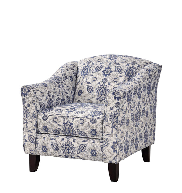 Fusion Wowza Navy Limbu Indigo Accent Chair - Stylish Flared Arms, Reversible Cushion, Durable Design Multi S ,74% Polyester,17% Polypropylene,6% Rayon,3% Linen 452 Limbu Indigo Accent Chair