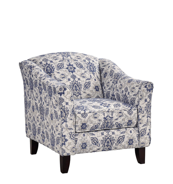 Fusion Wowza Navy Limbu Indigo Accent Chair - Stylish Flared Arms, Reversible Cushion, Durable Design Multi S ,74% Polyester,17% Polypropylene,6% Rayon,3% Linen 452 Limbu Indigo Accent Chair