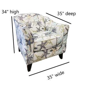 Fusion Jitterbug Flax Savannah Ocean Accent Chair - Stylish Comfort With Reversible Cushion For Your Space Multi S,75% Polyester 452 Savannah Ocean Accent Chair